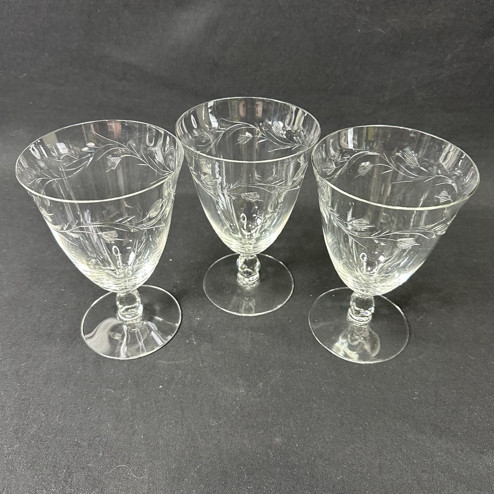 Cambridge 'Lynbrook' Iced Tea Goblet, Etched Crystal, Vintage 1950s, Set‎ Of 3